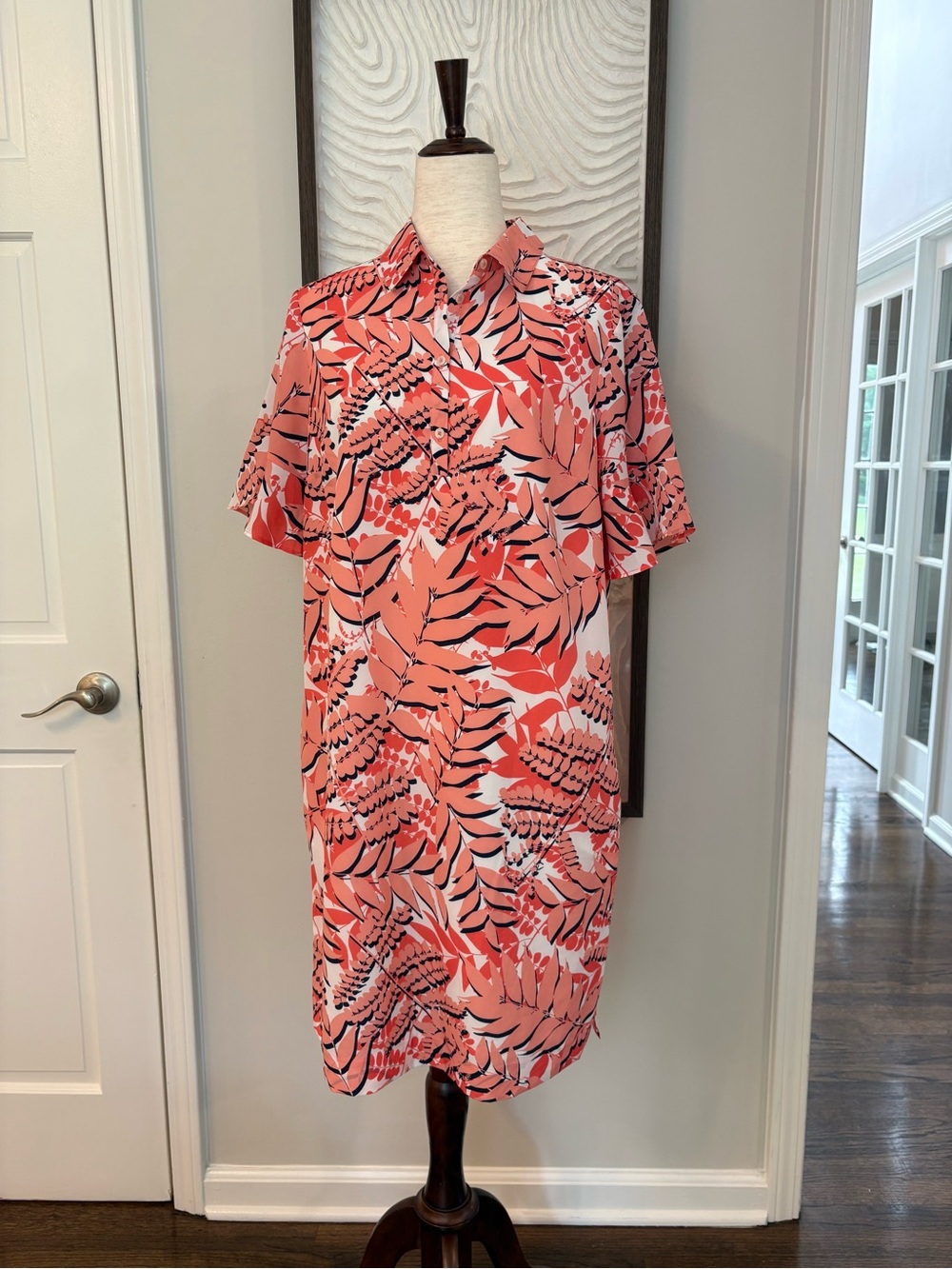 NWT Banana Republic Tropical Shirt Dress Coral Size Large